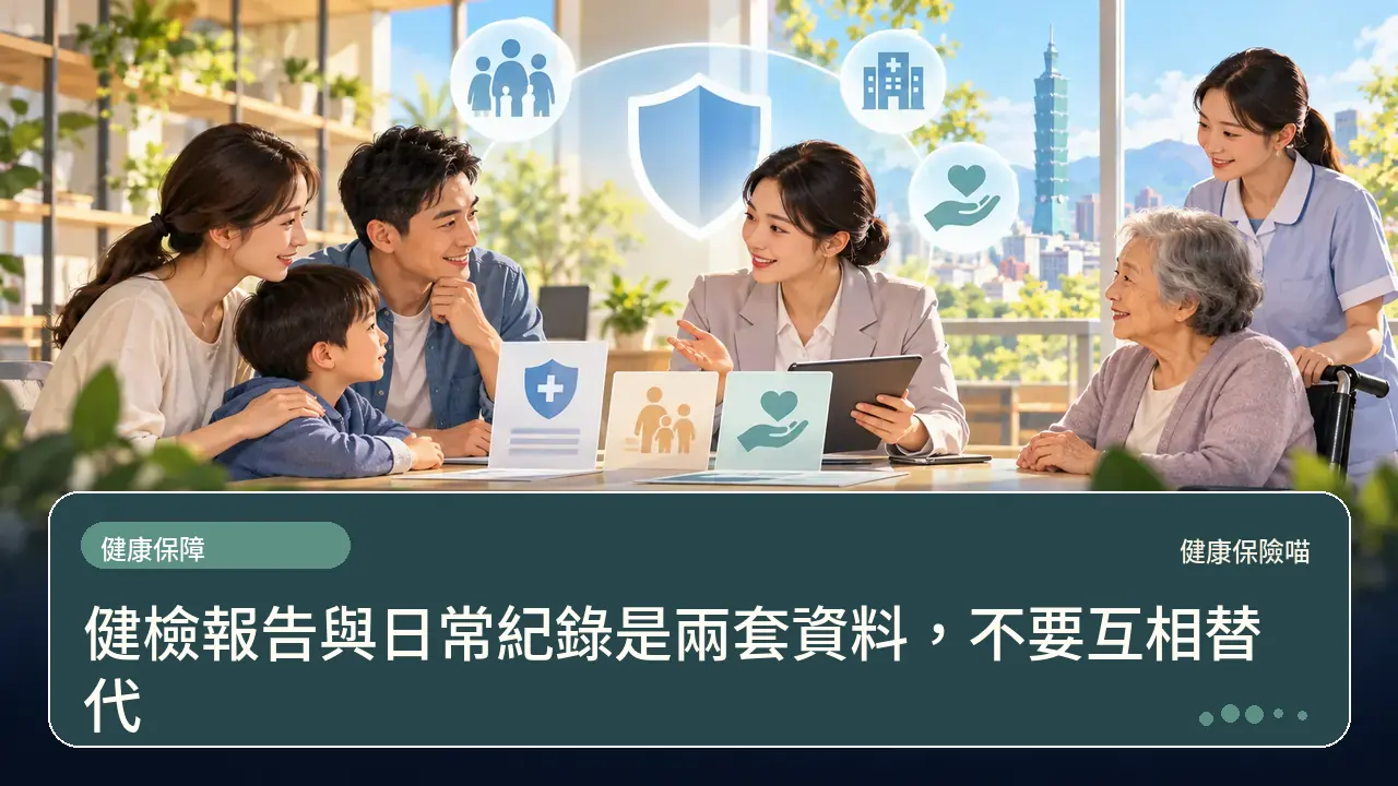 健檢報告與日常紀錄是兩套資料,不要互相替代主題插畫